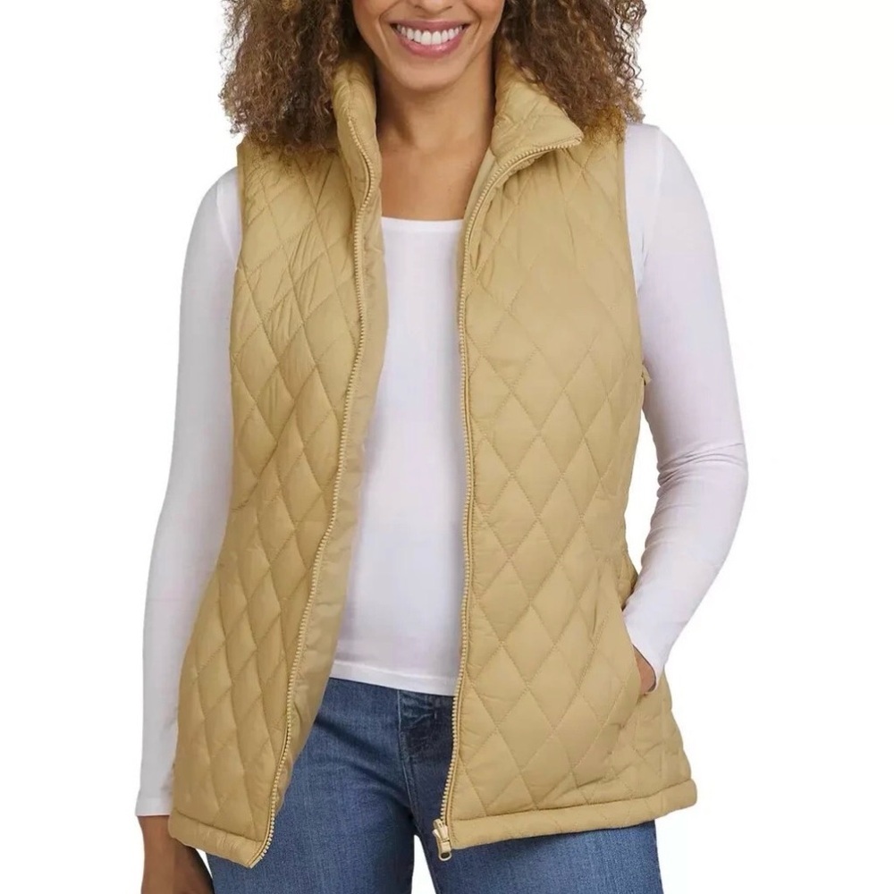 Lands' End Women’s Tan Quilted Puffer Vest Size XL